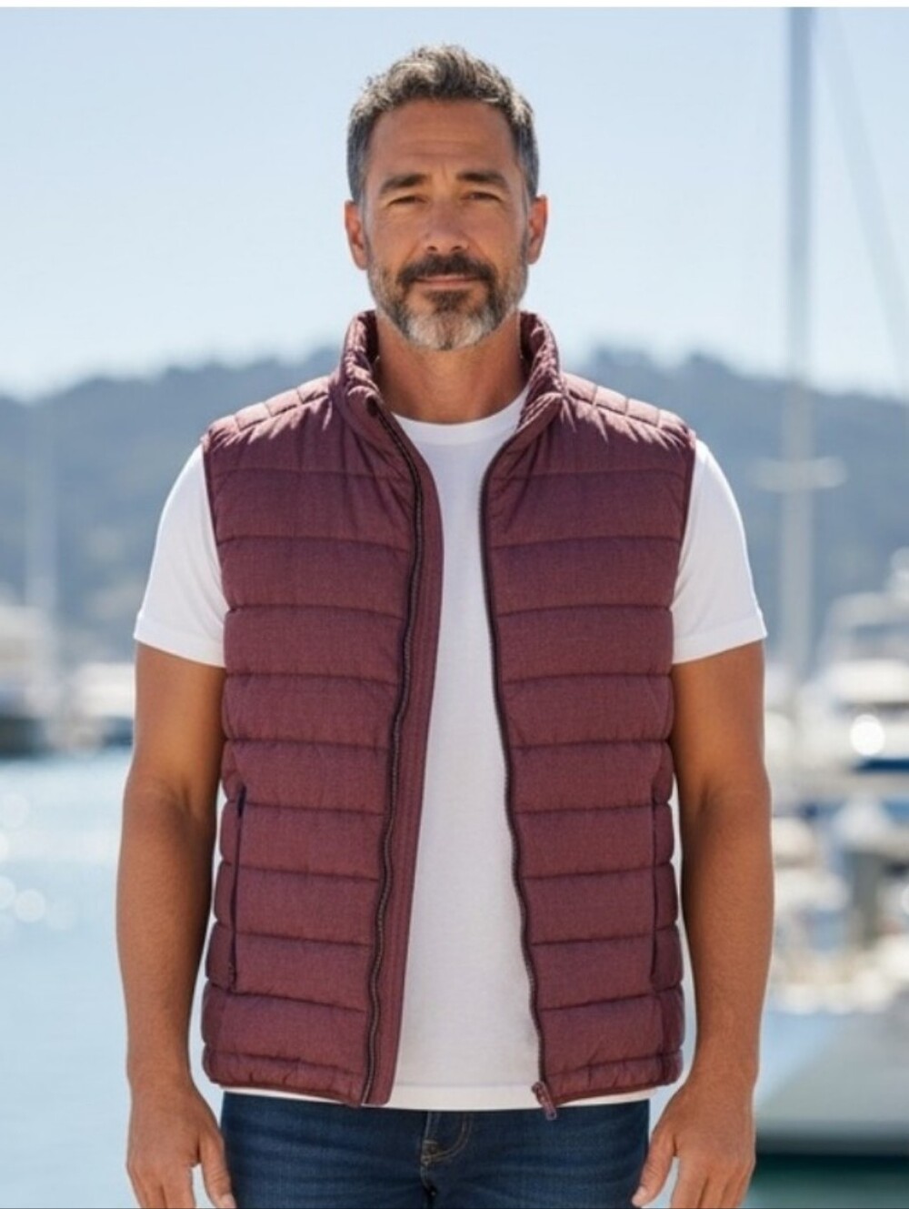 UNTUCKit Men's Quilted Sleeveless Puffer Vest in Burgundy